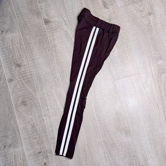 JAMES PERSE Y/OSEMITE Brown White Double Side Stripe Performance Leggings Womens - Picture 7 of 11